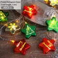 Five-pointed star LED curtain string lights with colorful festive patterns, 2.5m length - Pentagram Star / 2.5m / Plug-in