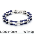 Men's titanium steel bicycle chain bracelet in silver and dark blue with crystal accents - 20cm Silver & Blue Style (KB69265)