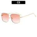 Vintage oversized square gold sunglasses with double bridge and gradient orange lenses - Gold Frame Gradient Tea Lens