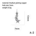 Triple star pendant in rhodium-plated copper with micro-inlaid zircon, 13x7mm size - Silver Triple Star (A-2)