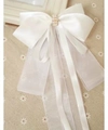 Fiocco per capelli bianco in raso e tulle con perle e nastri su tessuto fiorito - Bianco Sporco