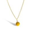 Collier minimaliste en chaîne dorée avec pierre précieuse jaune ronde et accent diamanté - Jaune