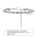 Polierter silberner 5mm Edelstahl-Zopfkettenarmband mit verstellbarem Verschluss - 5mm--20+5CM / Stahlfarbe