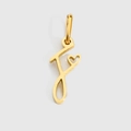 Pendentif lettre F dorée en acier titane avec cœur poli pour la création de bijoux - Lettre F
