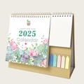 Calendrier de bureau 2025 avec socle kraft, motifs succulents et blocs-notes adhésifs - K03 Succulente avec notes autocollantes 2026.7-2027.12