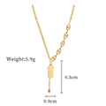 Detailed view of titanium gold necklace with pig nose chain and engraved pendant, 5.9g - Peace and Joy (S417) / Gold