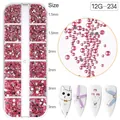 Set decorazioni unghie con strass rosa in scatola da 12 griglie per manicure brillante - Strass Misti Rosa Acceso (12G-234)