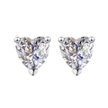 925 silver plated heart cut stud earrings with heart-shaped three-prong setting - TED263-Heart Cut Stud Earrings