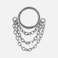 Polished silver stainless steel nose ring with multi-layer hanging chains - Style 6 / 1.2x8mm / Steel