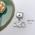 Macro shot of silver stainless steel 520 charm with crystals for modular bracelets - Model 135-520 Number
