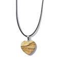 Macro view of 20mm heart-shaped stone pendant with natural brown textures on cord - 20mm Pendant + 40cm Leather Cord / Jasper