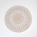 Round jute placemat featuring white mandala pattern for rustic dining table decor - No Tassel White Picture 6 38cm