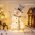 Grande pupazzo di neve floccato da 118 cm con 50 LED bianco caldo e sciarpa a righe - 50 LEDs / 118cm / Taglia Grande K19B-346
