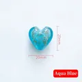 Sky blue heart-shaped glass bead with golden glitter flakes for jewelry DIY, size 20mm - 20mm / Crystal Blue