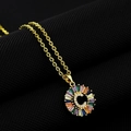 Gold pendant necklace with letter C and multi-colored baguette zirconia crystals - Gold Plated Rainbow Zirconia Letter C