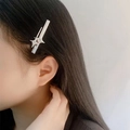 Y2K silver star hair clip with crystals worn on hair for a minimalist aesthetic - Sweet Cool Star Hair Clip (8g)