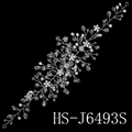 Silver bridal hair vine with handmade pearls and sparkling crystal flowers - Silver Handmade Crystal Artificial Pearl Hair Band (HS-J6493S)