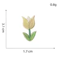 Macro shot of tulip embroidery patch 3.1x1.7cm with 0.8g weight and fine thread detail - 9# (Yellow/Green Tulip)