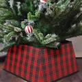 Classic red and black plaid Christmas tree skirt base cover for holiday home decor - Red Black Plaid Collar / Small 40x60x20cm