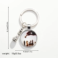 Detail of chess keychain with knight pendant and time gem showing 6.1cm length and weight - Round Glass Pendant Style 1 / Silver/King Theme