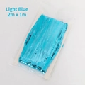 Light blue 2m x 1m foil fringe curtain party backdrop in sealed retail packaging - Light Blue Foil Fringe Curtain