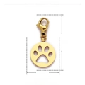 Detailed dimension guide for golden stainless steel dog paw charm with lobster clasp - Hollow Paw / Gold