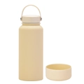 Cream 1L stainless steel water bottle with carry handle and protective silicone base - 1 L / Cream