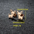 Golden stainless steel chihuahua stud earrings with size 1.2cm x 0.8cm and weight 2g - Chihuahua Shape (090 Rose Gold)