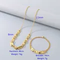 Golden stainless steel jewelry set with geometric pendant necklace and matching bracelet - Style 8 Bracelet (Gold Color)