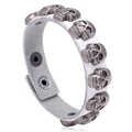 Weißes Lederarmband im Punk-Stil mit Vintage-Silber-Totenkopfnieten und Druckknöpfen - Weiß