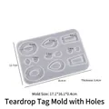 Translucent silicone mold for teardrop and geometric pendants measuring 18.4x12.7cm - Waterdrop Tag Mold / Translucent White