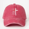 Casquette de baseball en coton délavé rouge brique avec croix blanche et texte religieux - Taille unique / Rouge pastèque