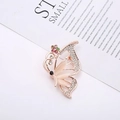 Elegant rose gold butterfly brooch with translucent wings and white rhinestones decoration - Cat's Eye Stone Butterfly