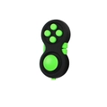 Fidget pad controller toy in black and green with silicone buttons and joystick - Green with OPP Bag and String