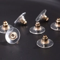 Fermoirs de boucles d'oreilles dorés 18 carats avec disques en silicone transparent - Fermoirs Soucoupe Volante Or KC [10 pièces]