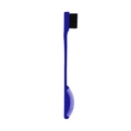 Double-sided eyebrow brush with dark blue handle and black bristles for hair styling - Fan-Shaped Brow Brush Blue