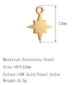 North Star charm pendant in 18K gold stainless steel finish for DIY jewelry making - DY506 North Star Gold