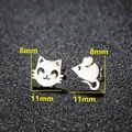 Orecchini a perno asimmetrici gatto e topo in stile coreano con dimensioni di 11 mm - 177 Gatto e Topo / Color Acciaio