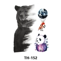 Waterproof tattoo stickers with black bear, panda, and fox designs on model TH-152 - Th-152 / 210*148mm