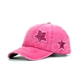 Pink washed vintage baseball cap with sparkly star patches for outdoor sun protection - Rose Red