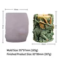 Triceratops silicone candle mold with finished green dinosaur wax figure and dimensions - Triceratops GJ-111