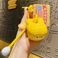 Yellow Shiba Inu shaped zen wooden fish toy with mallet keychain accessory - Merit Wooden Fish - Shiba Inu