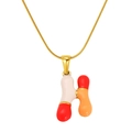 Colorful enamel letter H pendant on a gold snake chain necklace with vibrant dopamine style - Letter H(S640G-002-H)