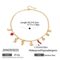 Collar de acero inoxidable chapado en oro de 18K con colgantes de luna, corazón y concha - Estilo de Capas Dorado con Múltiples Dijes (JDN0303025)