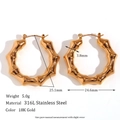 Bamboo-style hoop earrings in 18K gold-plated stainless steel with dimensions - Geometric Sharp Hollow Hoop Earrings - Gold - 25mm