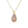 Detail eines 18K vergoldeten Tropfenanhängers mit lila Emaille und Böses-Auge-Motiv - Gold Lila & Rosa Stil (22873)
