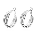 Boucles d'oreilles créoles C multicouches en acier inoxydable argenté pour femmes - Style multicouche en acier inoxydable / Argenté