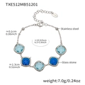 Silver stainless steel bracelet with blue glass stone detail and dimension markings - Bracelet / Steel Blue Mix