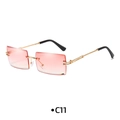 Chic rimless rectangular sunglasses with pink gradient lenses and golden metal frame - C11 Dark Red Gradient