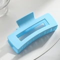Matte light blue rectangular hollow hair claw clip with a frosted finish for women - 10.5cm Blue